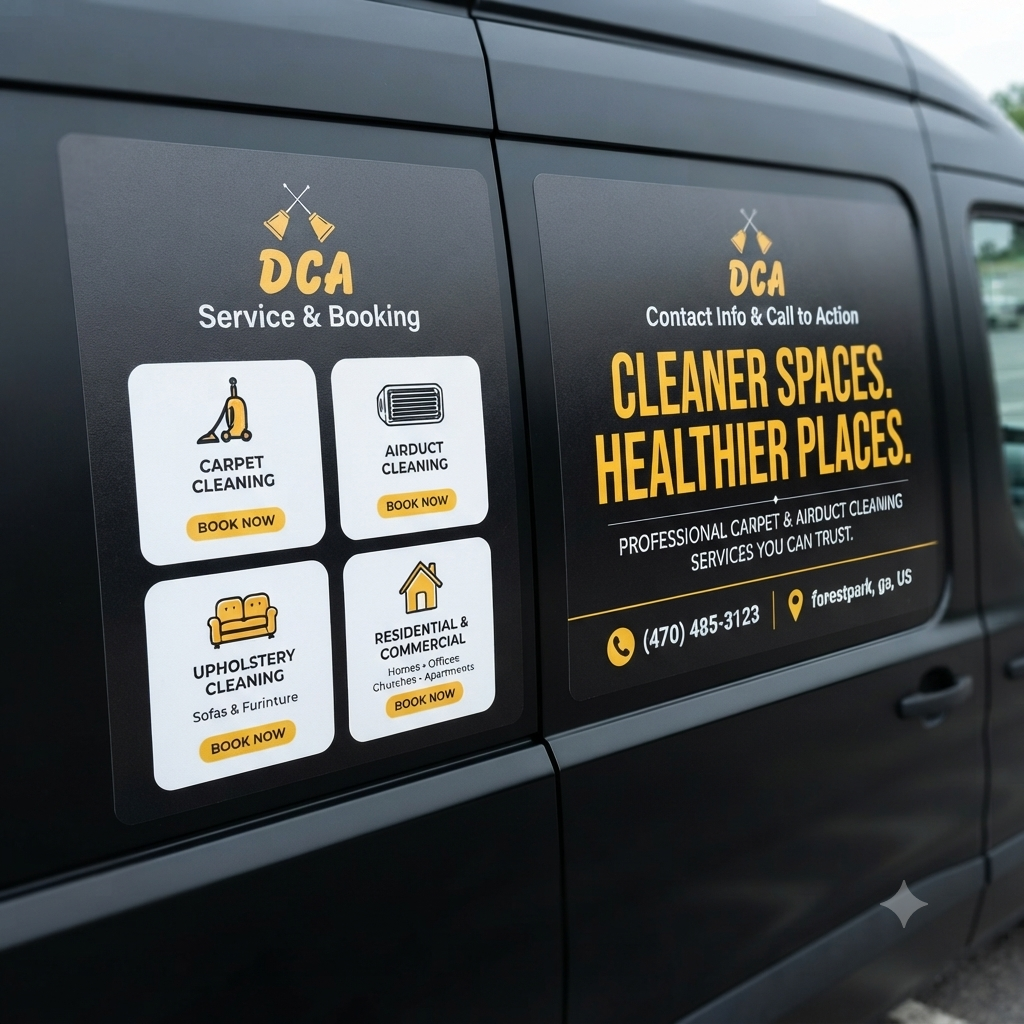 DCA carpet, air duct, and upholstery cleaning service van
